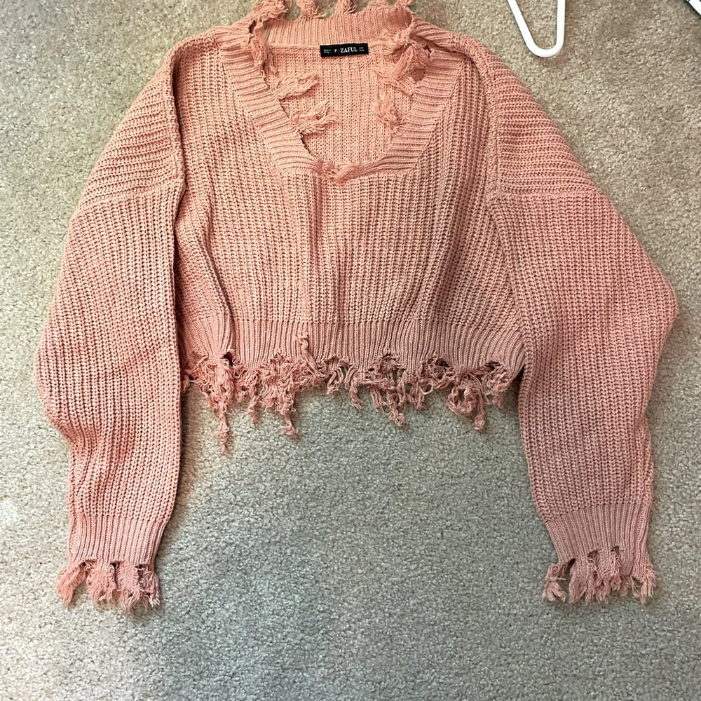 cropped distressed sweater